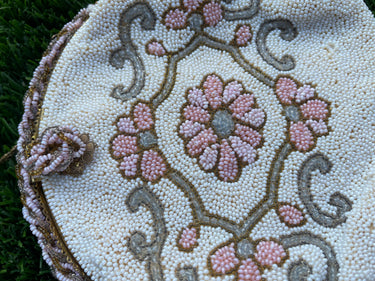White &Pink Antique Beaded Purse